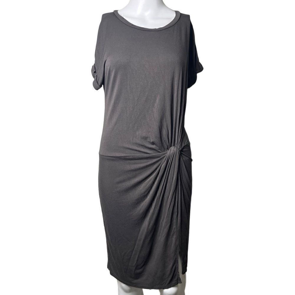 Mustard Seen Side Knot Short Sleeve Dress Grey Size XS
